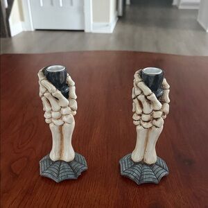 Yankee Candle Bone Hand Candle Holders - Black and Cream